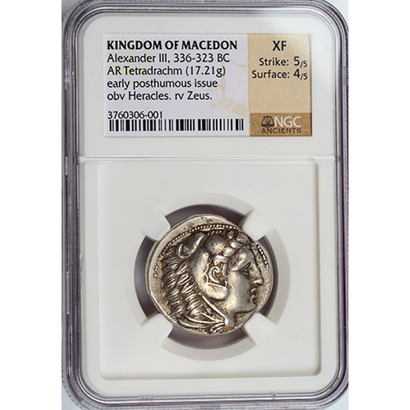 NGC XF Authentic Ancient Greek Silver Tetradrachm Coin Alexander